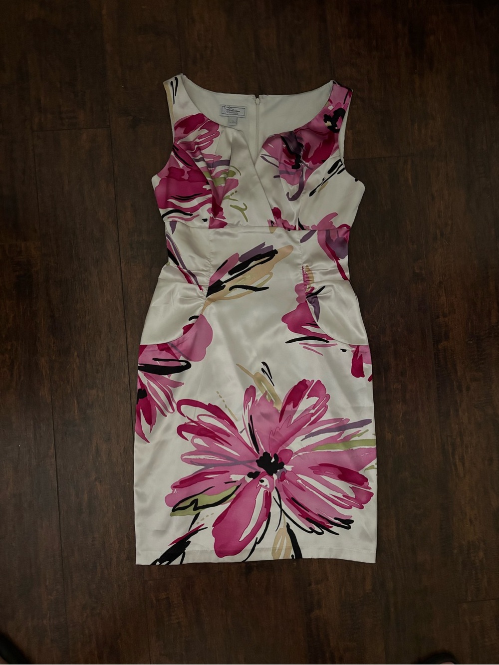 Dress Barn Midi Dress with Pink Floral Print - 10 - Picture 2 of 9